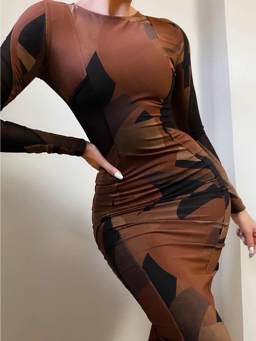 House of CB CASSIDY Brown Print Midi Dress